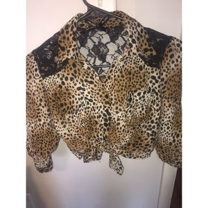 Cheetah crop top blouse